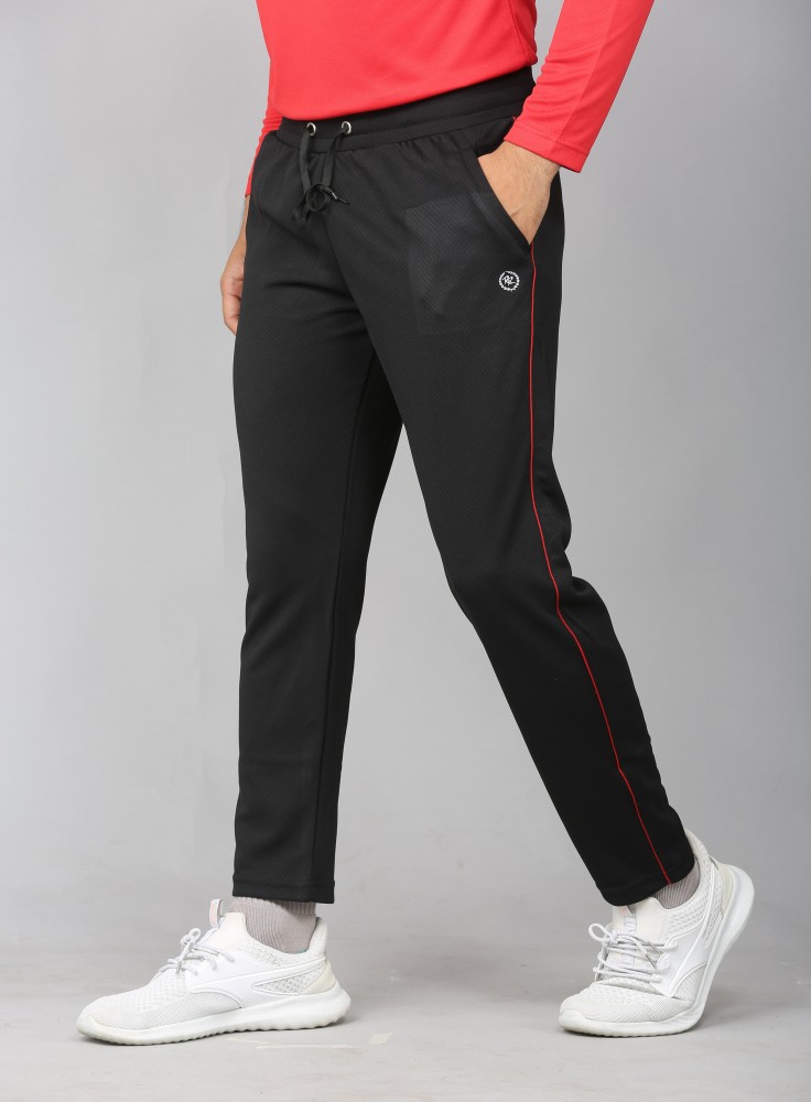 Black Ankle length Track Pant with Red Stripe